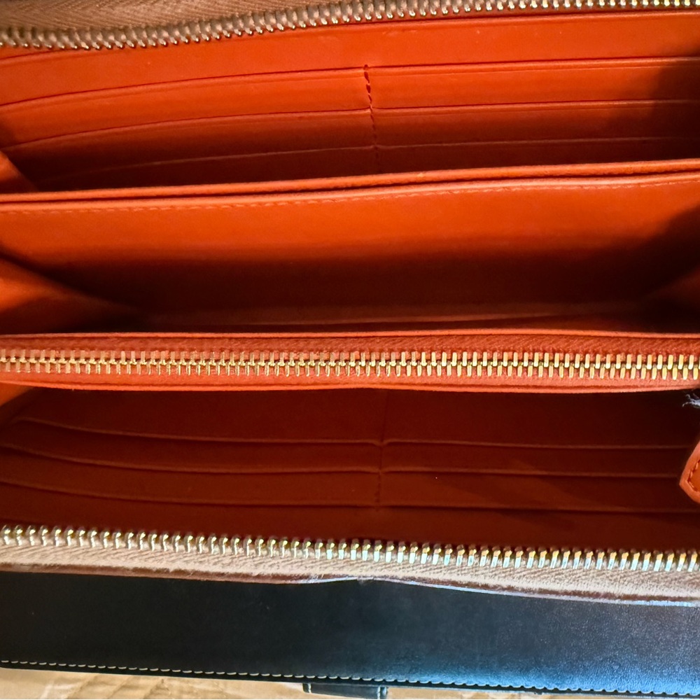 Prada Saffiano Pebbled Leather Zip Wallet - Beige orange lining - Picture 3 of 4